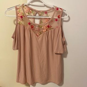 Pink floral off the shoulder top